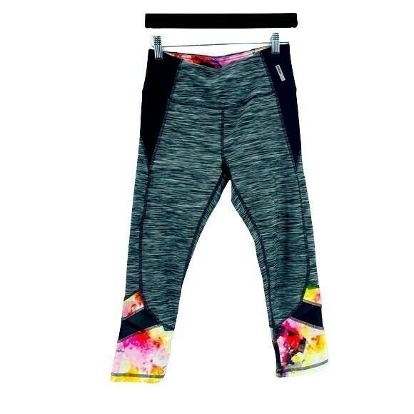 RBX High Waist Leggings Womens Small Black Workout Athletic Yoga Floral Stretch - Picture 2 of 7